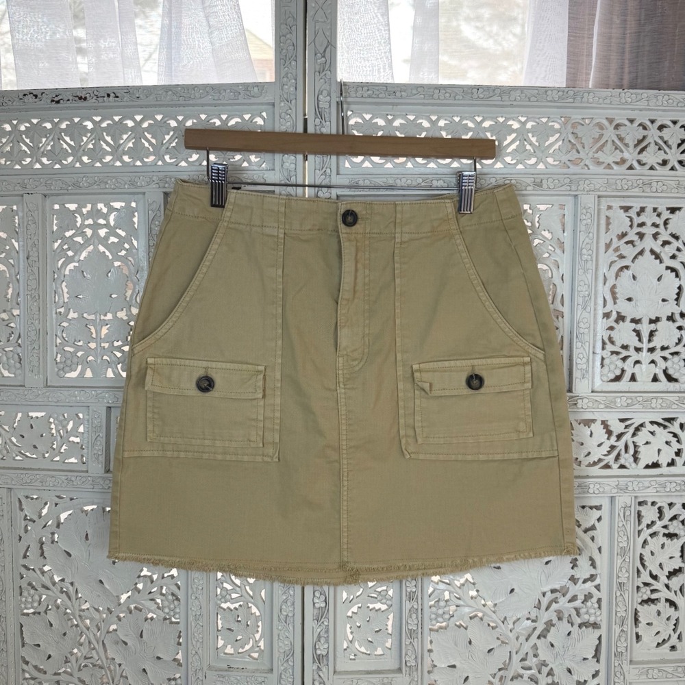 Sanctuary Clarissa Tan Mini Skirt Sz 30‎ Cargo Pockets Utility Stretchy